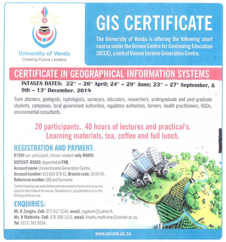 gis certificate University of Venda
